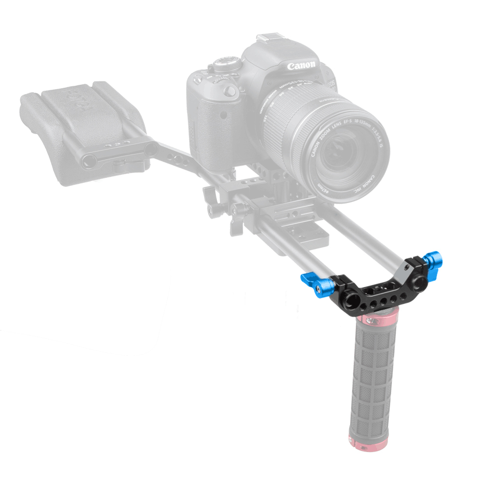CAMVATE 15mm Railblock Rod Clamp for Shoulder Rig Baseplate (Blue Thumbscrew)