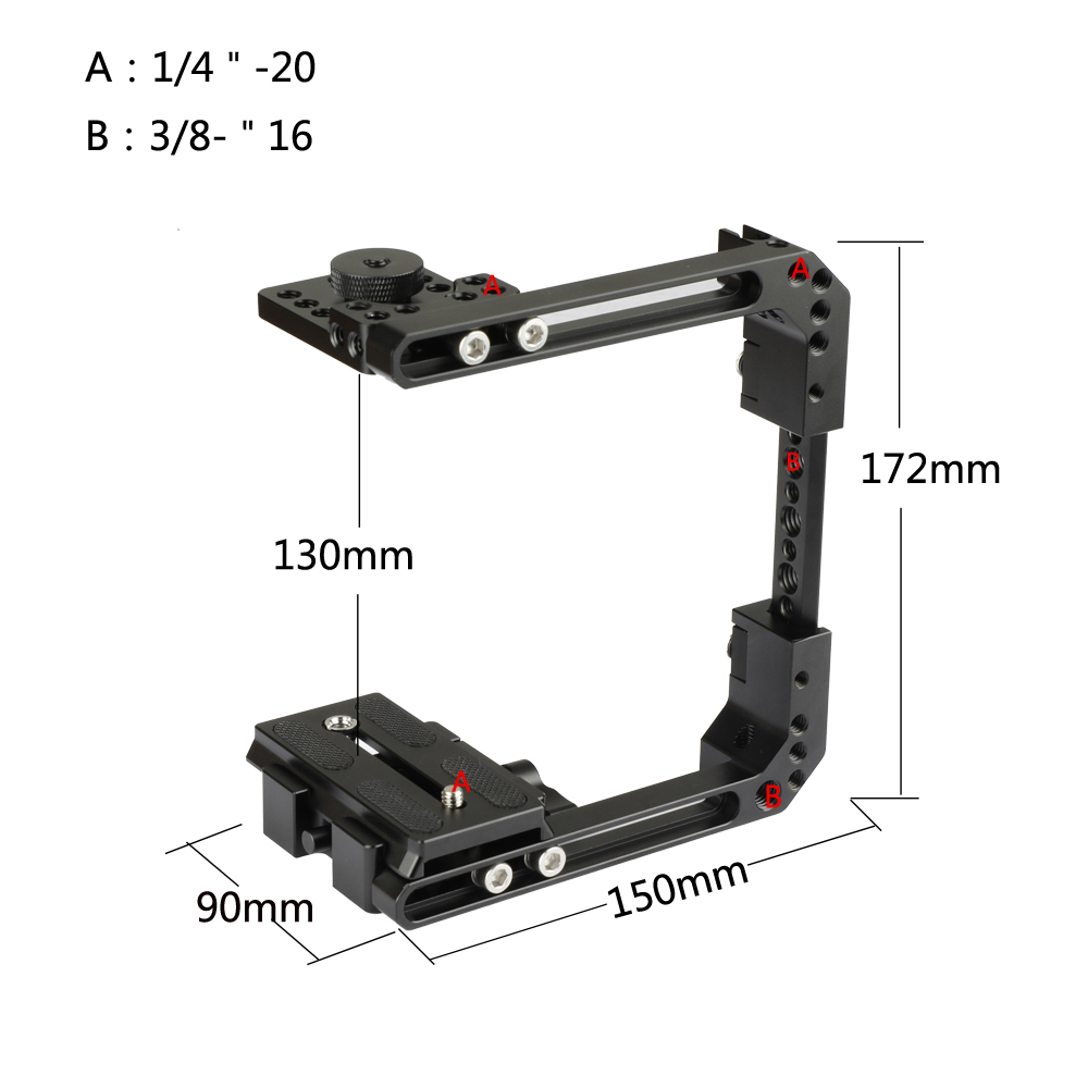 CAMVATE Adjustable Camera Half Cage Rig With Manfrotto Quick Release Baseplate