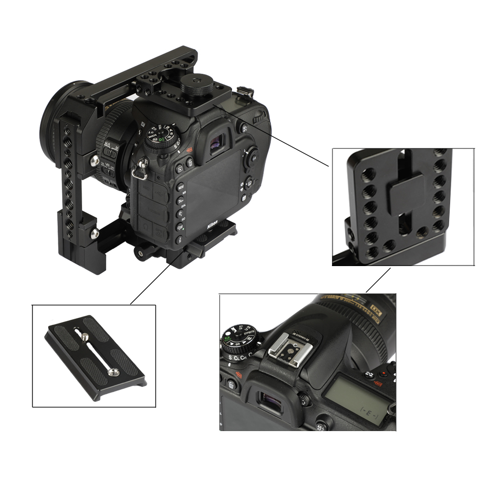 CAMVATE Adjustable Camera Half Cage Rig With Manfrotto Quick Release Baseplate