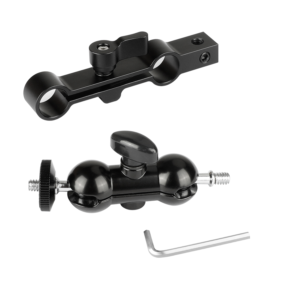 CAMVATE Versatile 1/4"-20 Mini Ball Head & 15mm Dual Rod Clamp