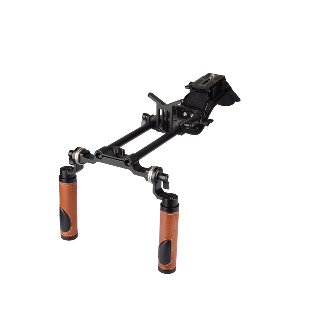 CAMVATE Pro Camcorder Shoulder Rig With Manfrotto QR Base Plate & ARRI Rosette Dual Handgrip