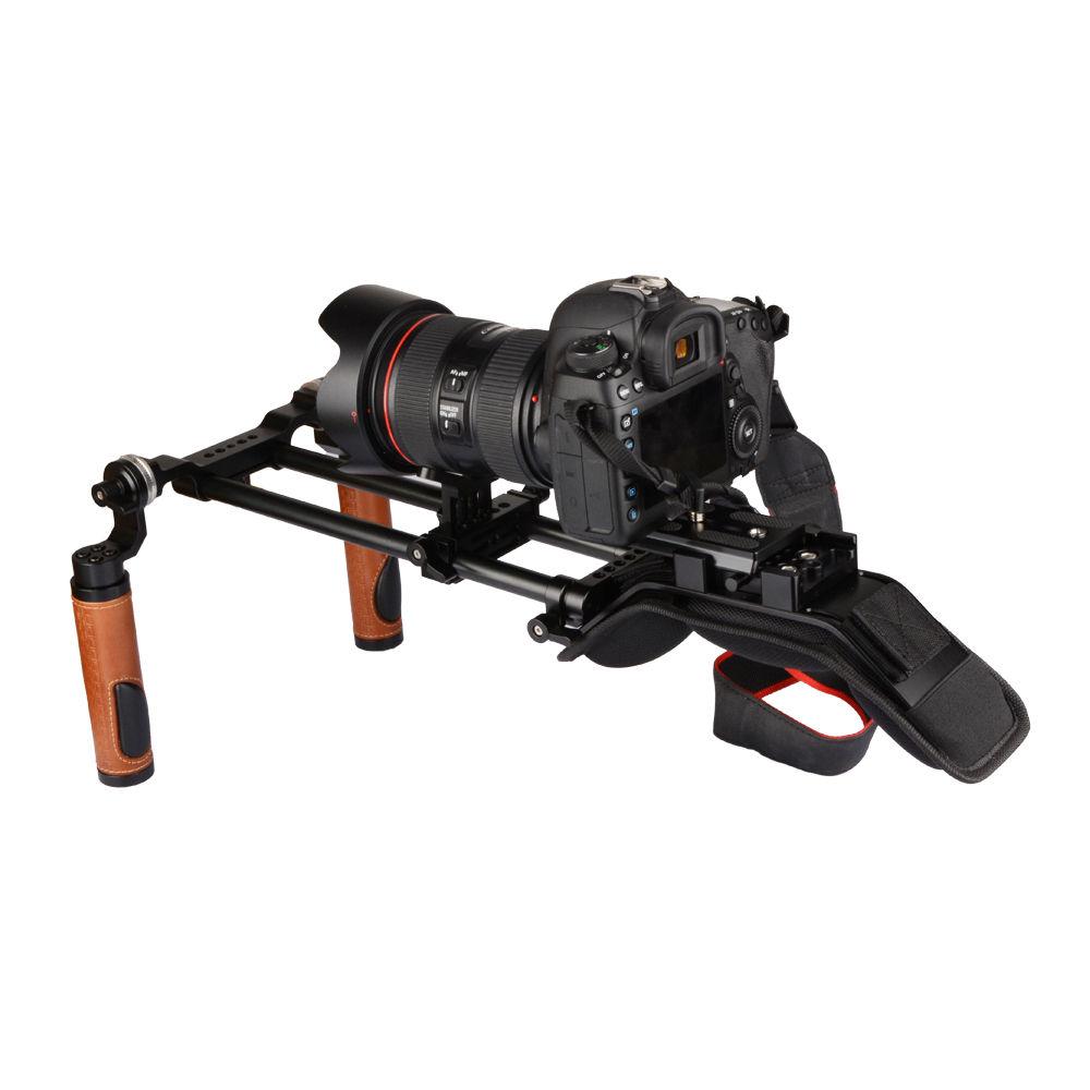 CAMVATE Pro Camcorder Shoulder Rig With Manfrotto QR Base Plate & ARRI Rosette Dual Handgrip