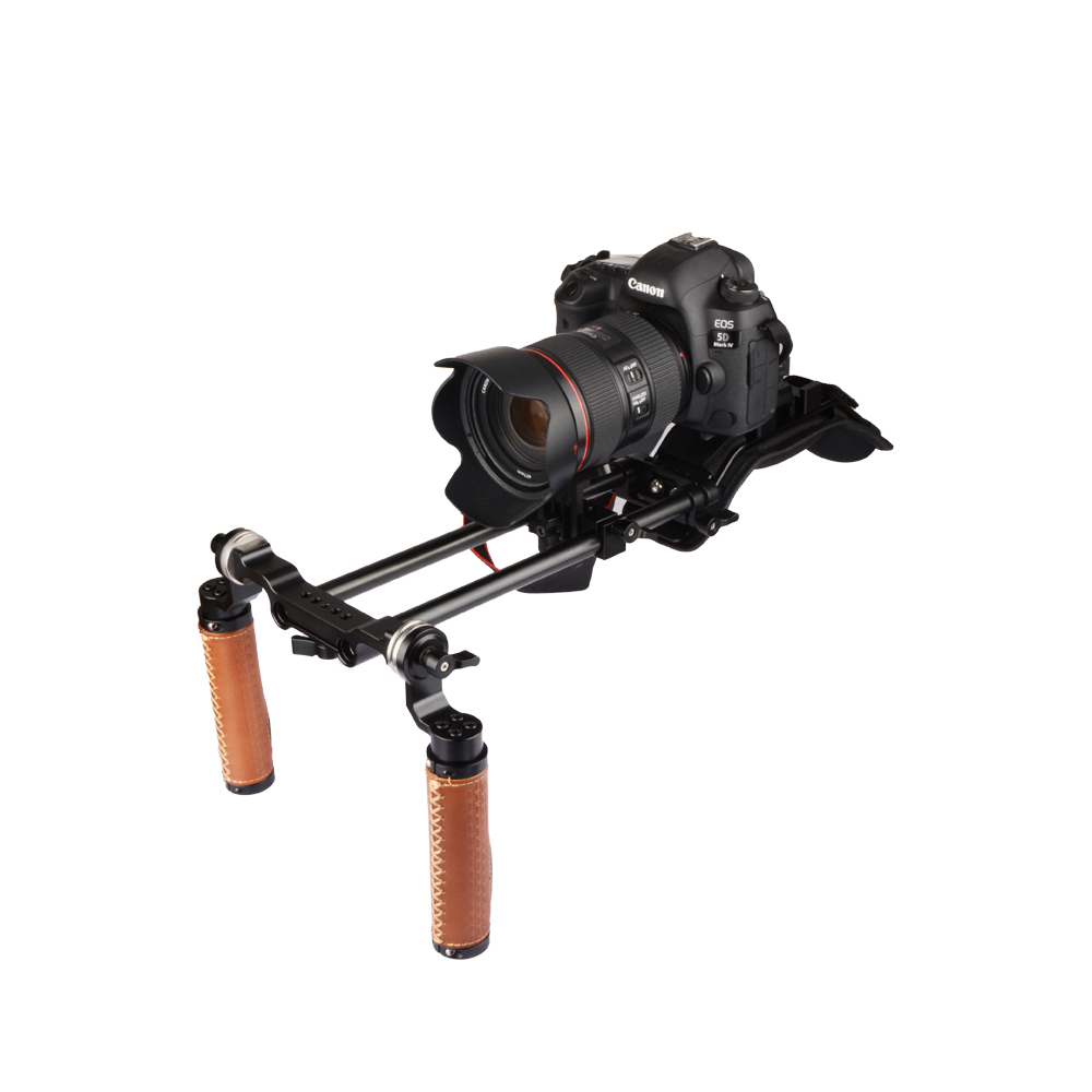 CAMVATE Pro Camcorder Shoulder Rig With Manfrotto QR Base Plate & ARRI Rosette Dual Handgrip