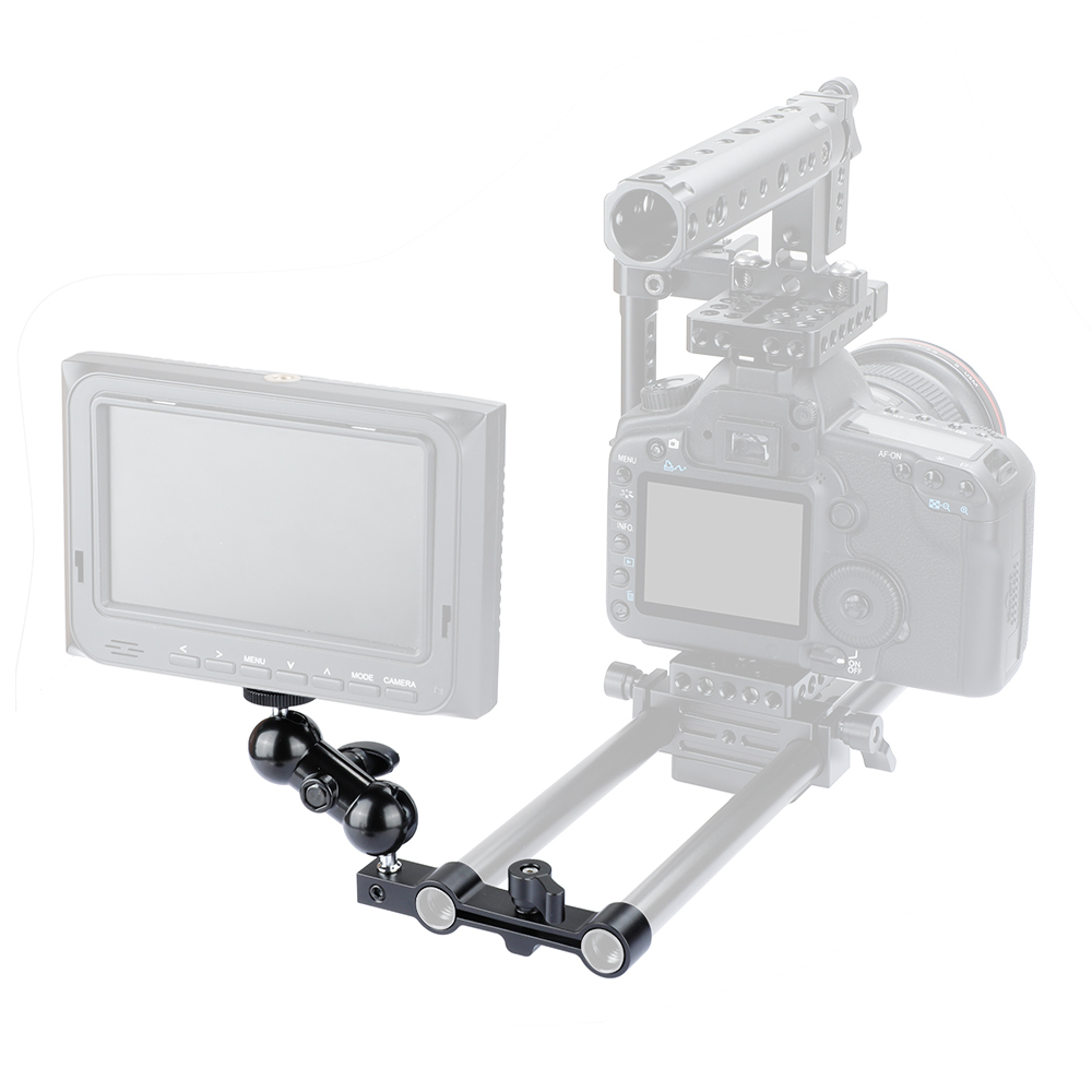 CAMVATE Versatile 1/4"-20 Mini Ball Head & 15mm Dual Rod Clamp