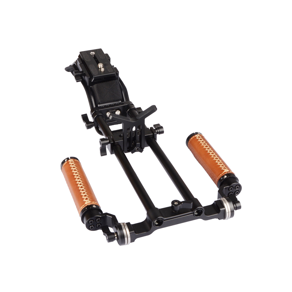 CAMVATE Pro Camcorder Shoulder Rig With Manfrotto QR Base Plate & ARRI Rosette Dual Handgrip