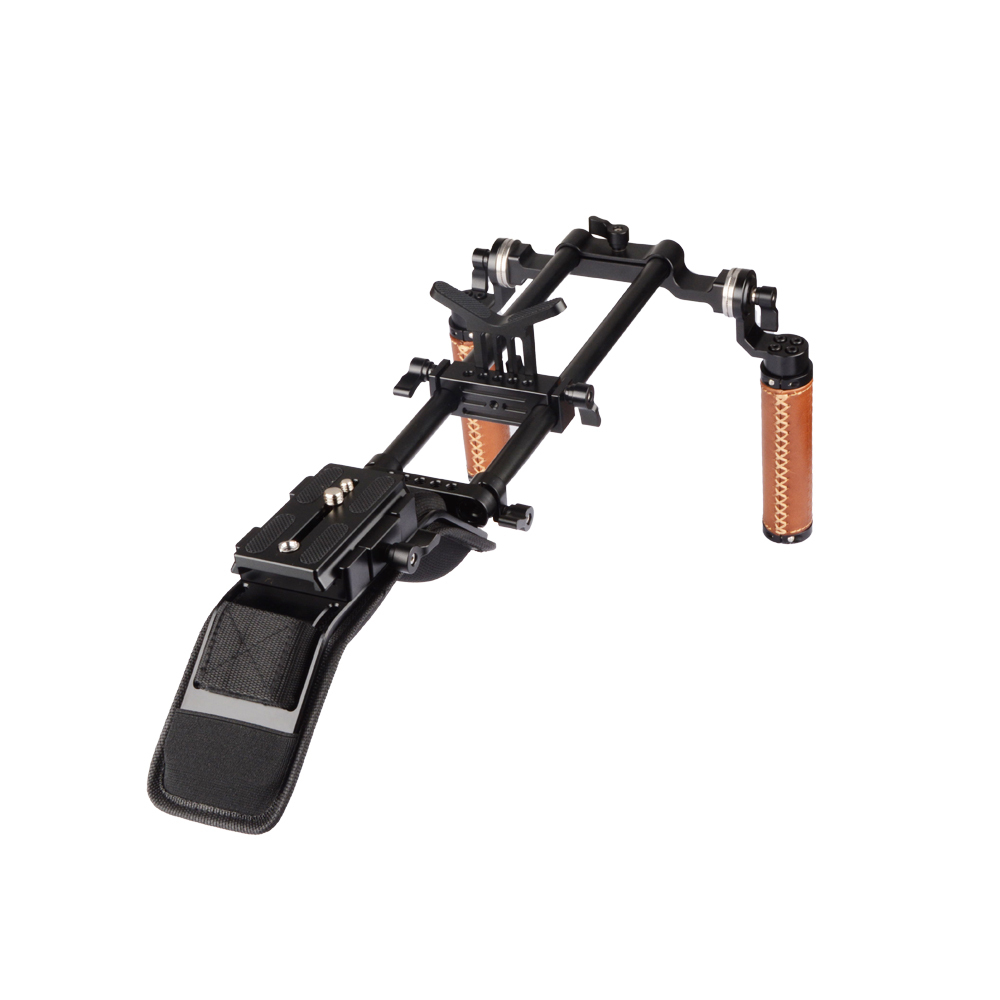 CAMVATE Pro Camcorder Shoulder Rig With Manfrotto QR Base Plate & ARRI Rosette Dual Handgrip