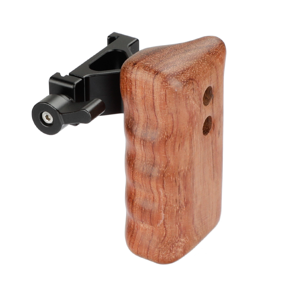 CAMVATE Wooden Handgrip Left Side With QR ARCA Compatible Clamp