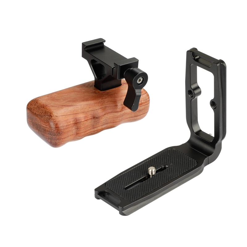 CAMVATE ARCA Quick Release L Baseplate With Wooden Handgrip (Left Side)