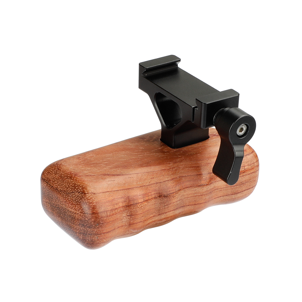 CAMVATE Wooden Handgrip Left Side With QR ARCA Compatible Clamp