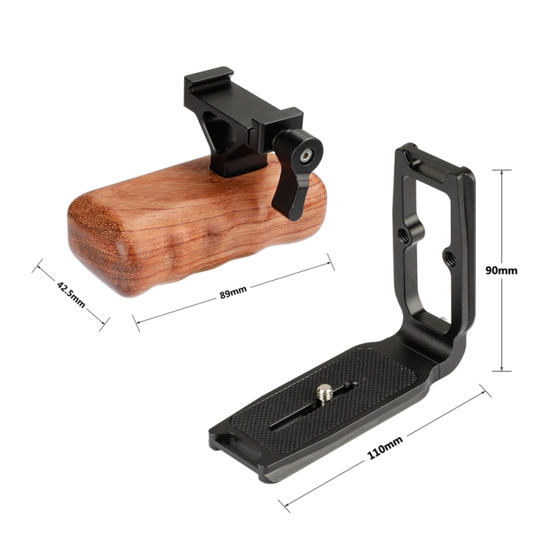 CAMVATE ARCA Quick Release L Baseplate With Wooden Handgrip (Left Side)