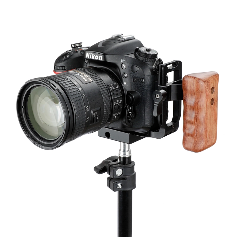 CAMVATE ARCA Quick Release L Baseplate With Wooden Handgrip (Left Side)