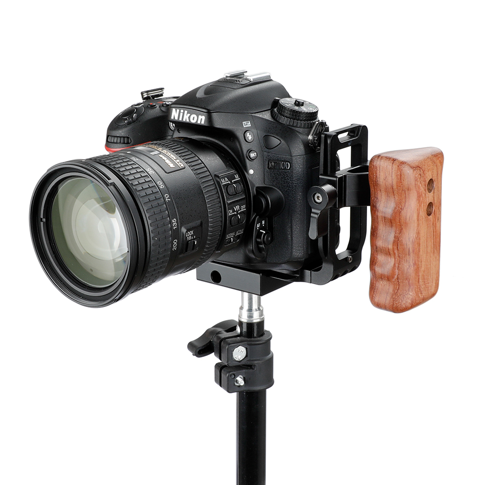 CAMVATE Wooden Handgrip Left Side With QR ARCA Compatible Clamp