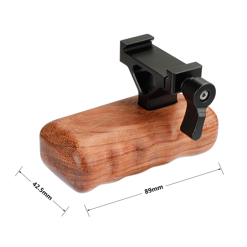 CAMVATE Wooden Handgrip Left Side With QR ARCA Compatible Clamp