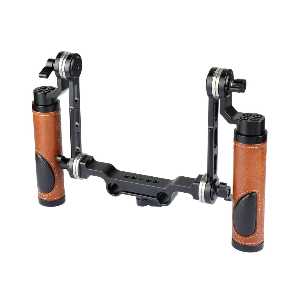 CAMVATE ARRI Rosette Dual Handgrip With Adjustable Extension Arm For DV Camcorder Handheld Shoulder Rig