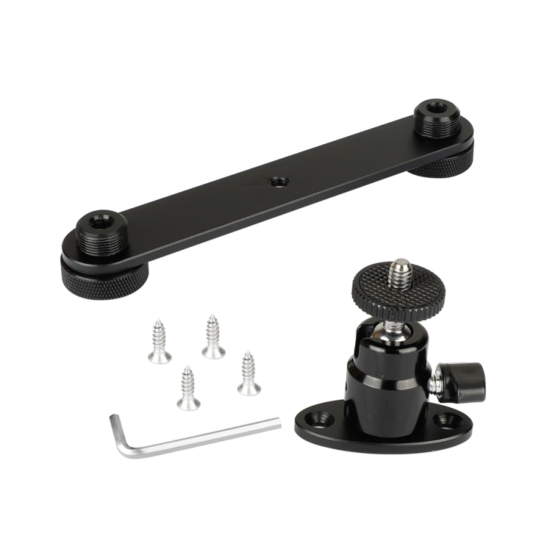 CAMVATE 1/4" Ball Head With Wall Mount & T-bar Bracket With Double Microphone Mounts