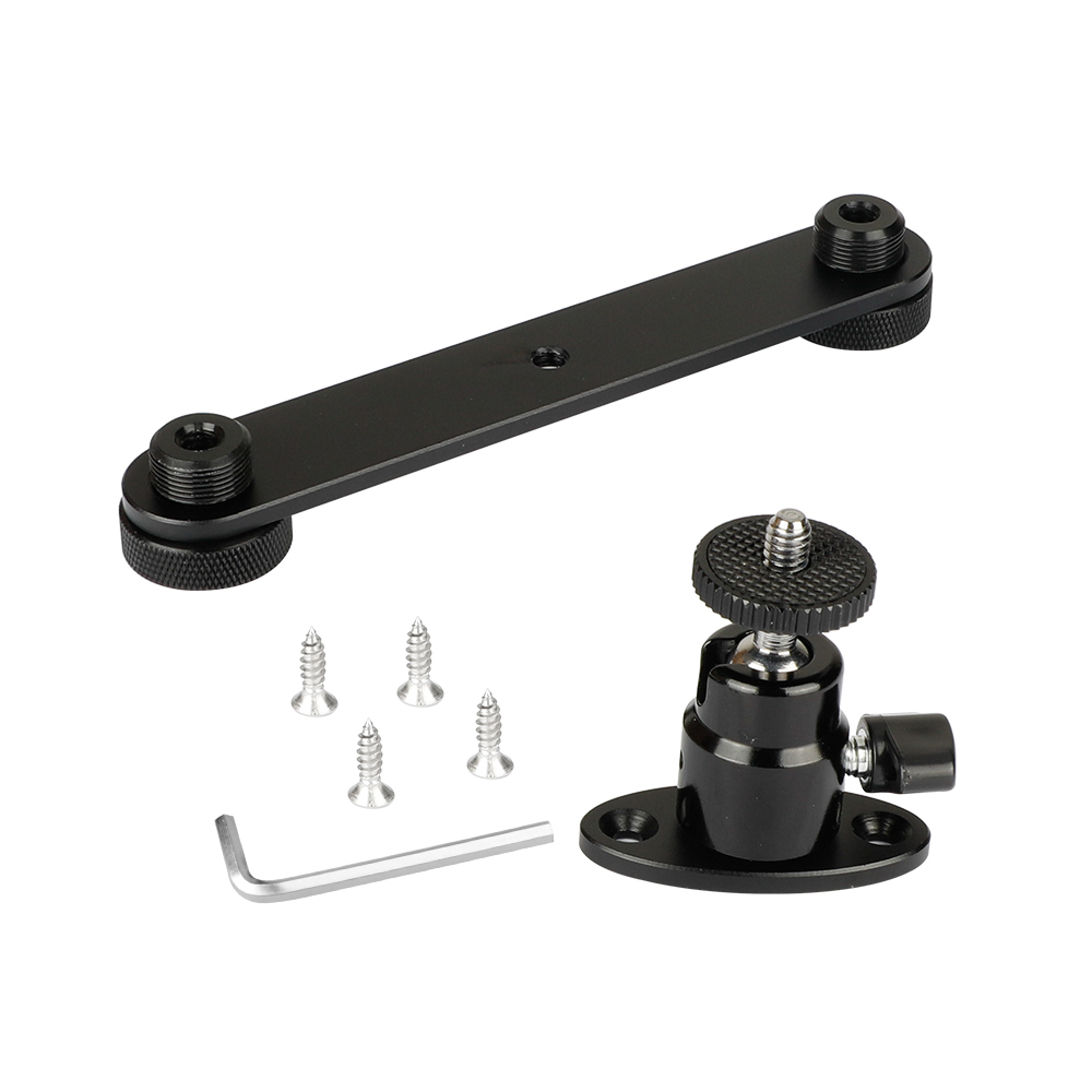 CAMVATE 1/4" Ball Head With Wall Mount & T-bar Bracket With Double Microphone Mounts