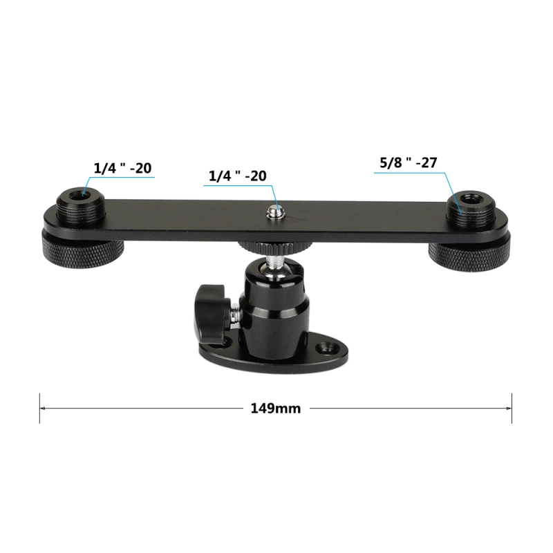 CAMVATE 1/4" Ball Head With Wall Mount & T-bar Bracket With Double Microphone Mounts