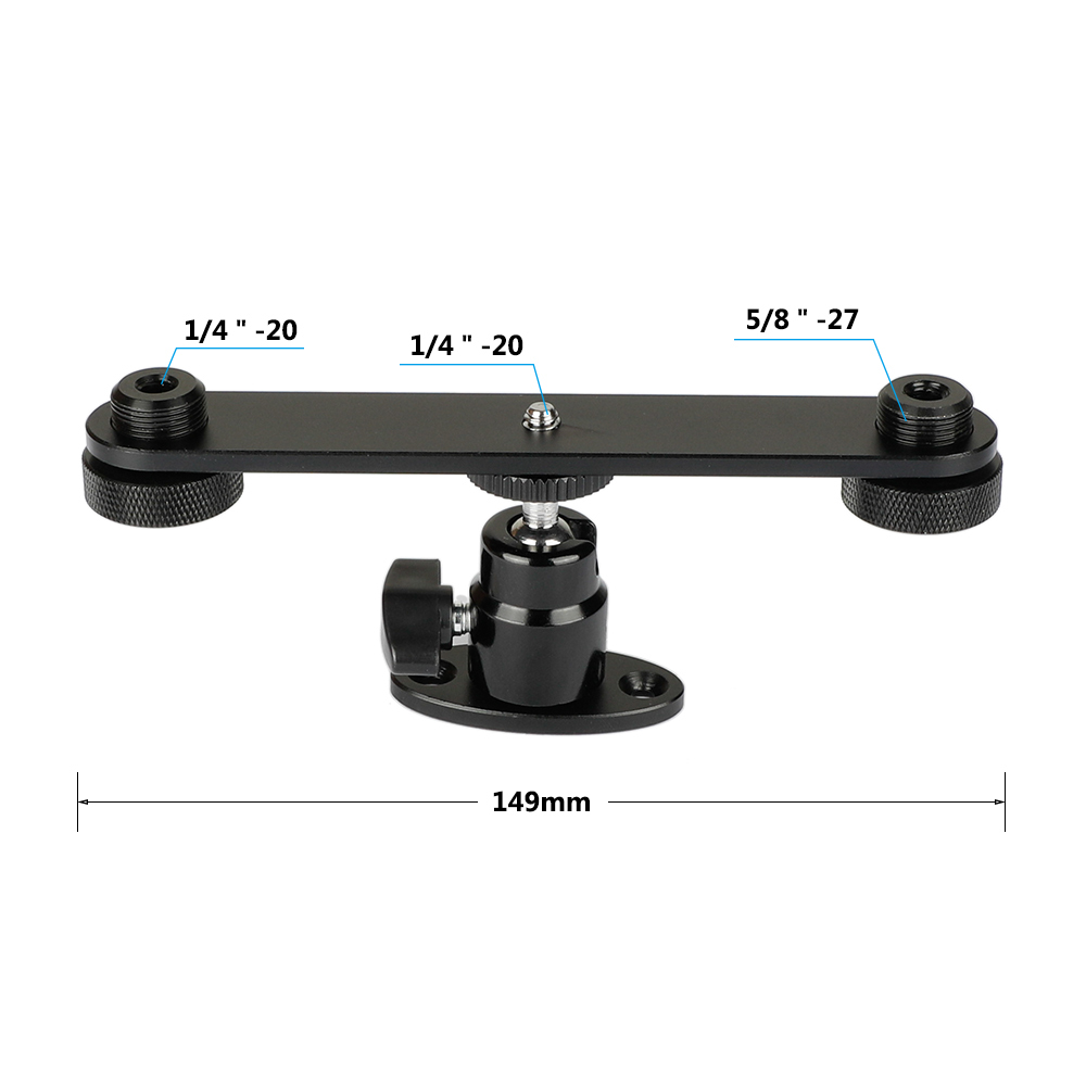 CAMVATE 1/4" Ball Head With Wall Mount & T-bar Bracket With Double Microphone Mounts