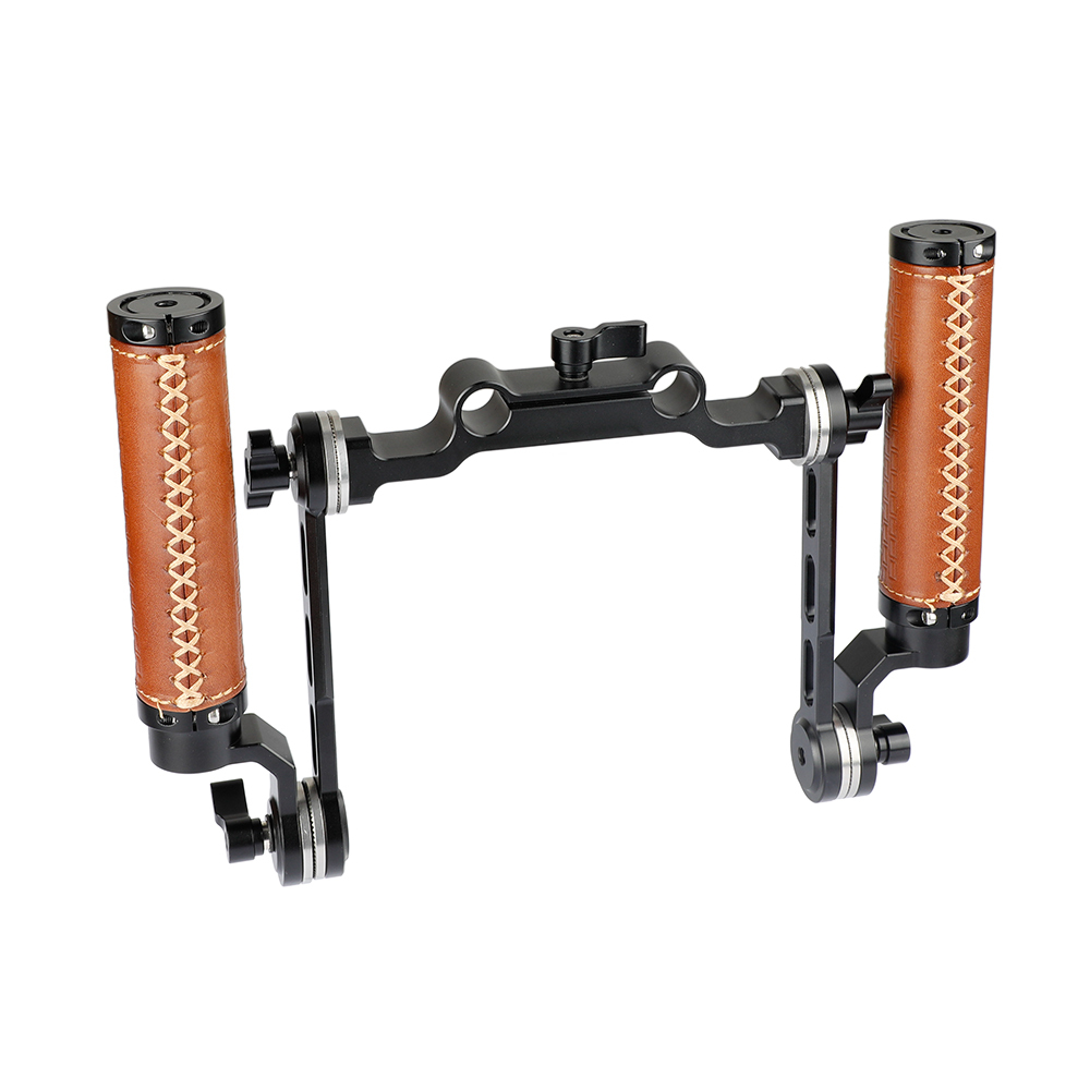 CAMVATE ARRI Rosette Dual Handgrip With Adjustable Extension Arm For DV Camcorder Handheld Shoulder Rig