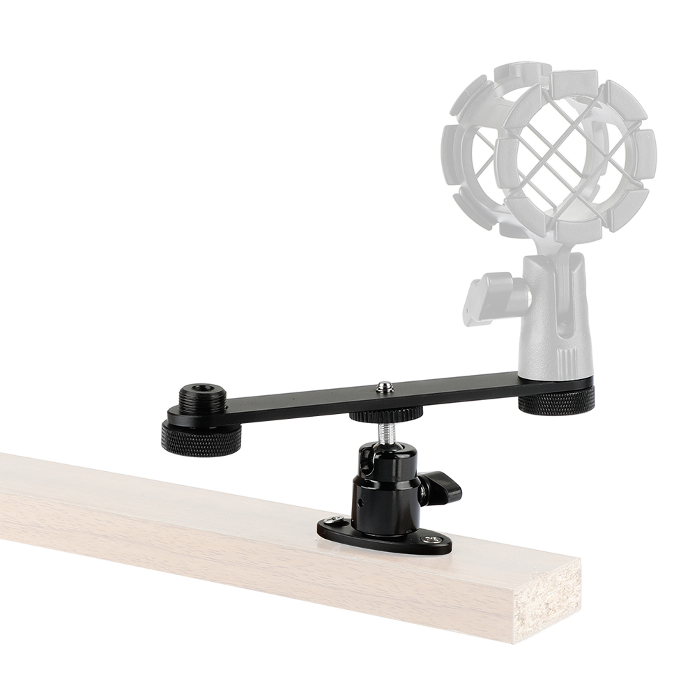 CAMVATE 1/4" Ball Head With Wall Mount & T-bar Bracket With Double Microphone Mounts