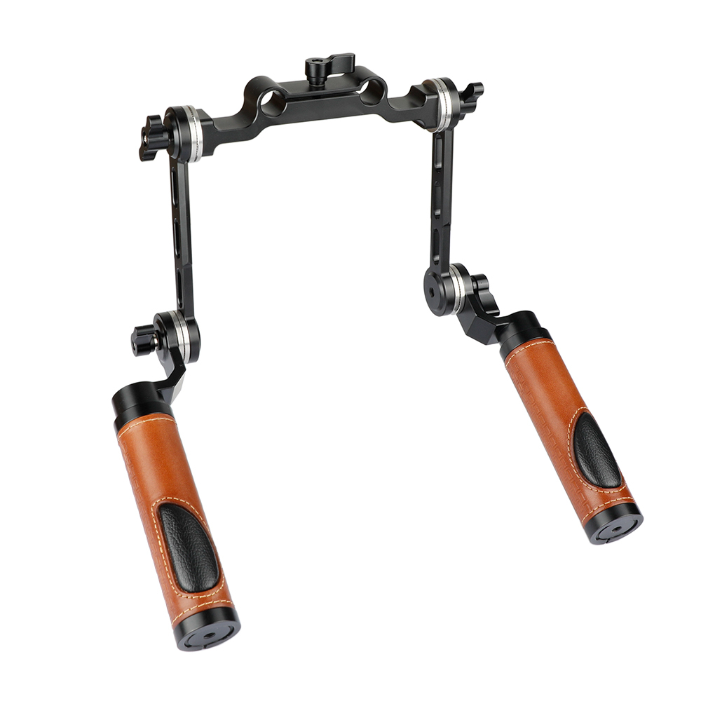 CAMVATE ARRI Rosette Dual Handgrip With Adjustable Extension Arm For DV Camcorder Handheld Shoulder Rig