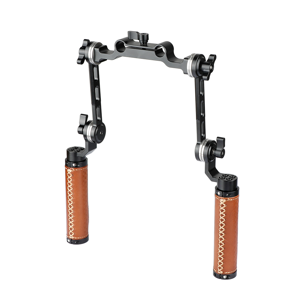 CAMVATE ARRI Rosette Dual Handgrip With Adjustable Extension Arm For DV Camcorder Handheld Shoulder Rig