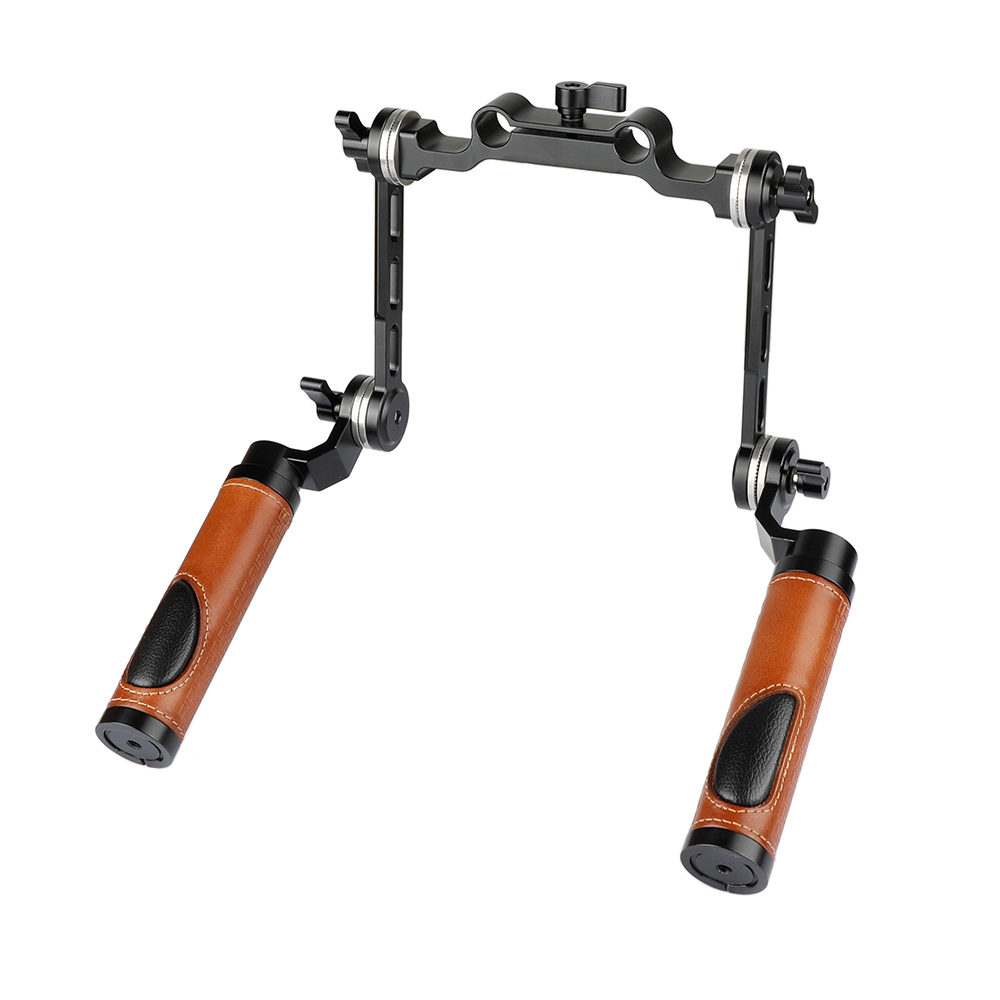 CAMVATE ARRI Rosette Dual Handgrip With Adjustable Extension Arm For DV Camcorder Handheld Shoulder Rig