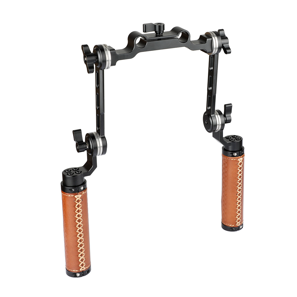 CAMVATE ARRI Rosette Dual Handgrip With Adjustable Extension Arm For DV Camcorder Handheld Shoulder Rig