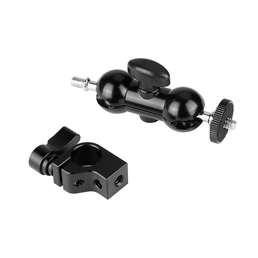 CAMVATE 15mm Rod Clamp & Mini Ball Head With Double-ended 1/4"-20 Screw Adapter For Camera Monitor