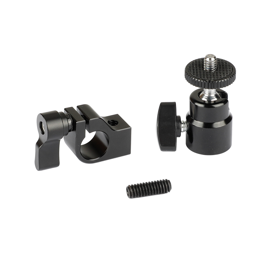 CAMVATE 1/4"-20 Mini Ball Head With Single 15mm Rod Clamp For Camera Monitor