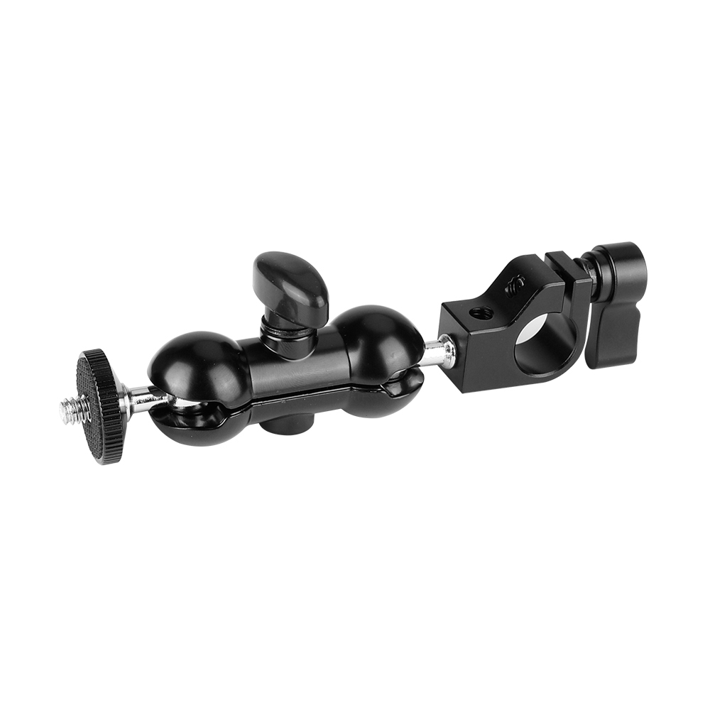 CAMVATE 15mm Rod Clamp & Mini Ball Head With Double-ended 1/4"-20 Screw Adapter For Camera Monitor