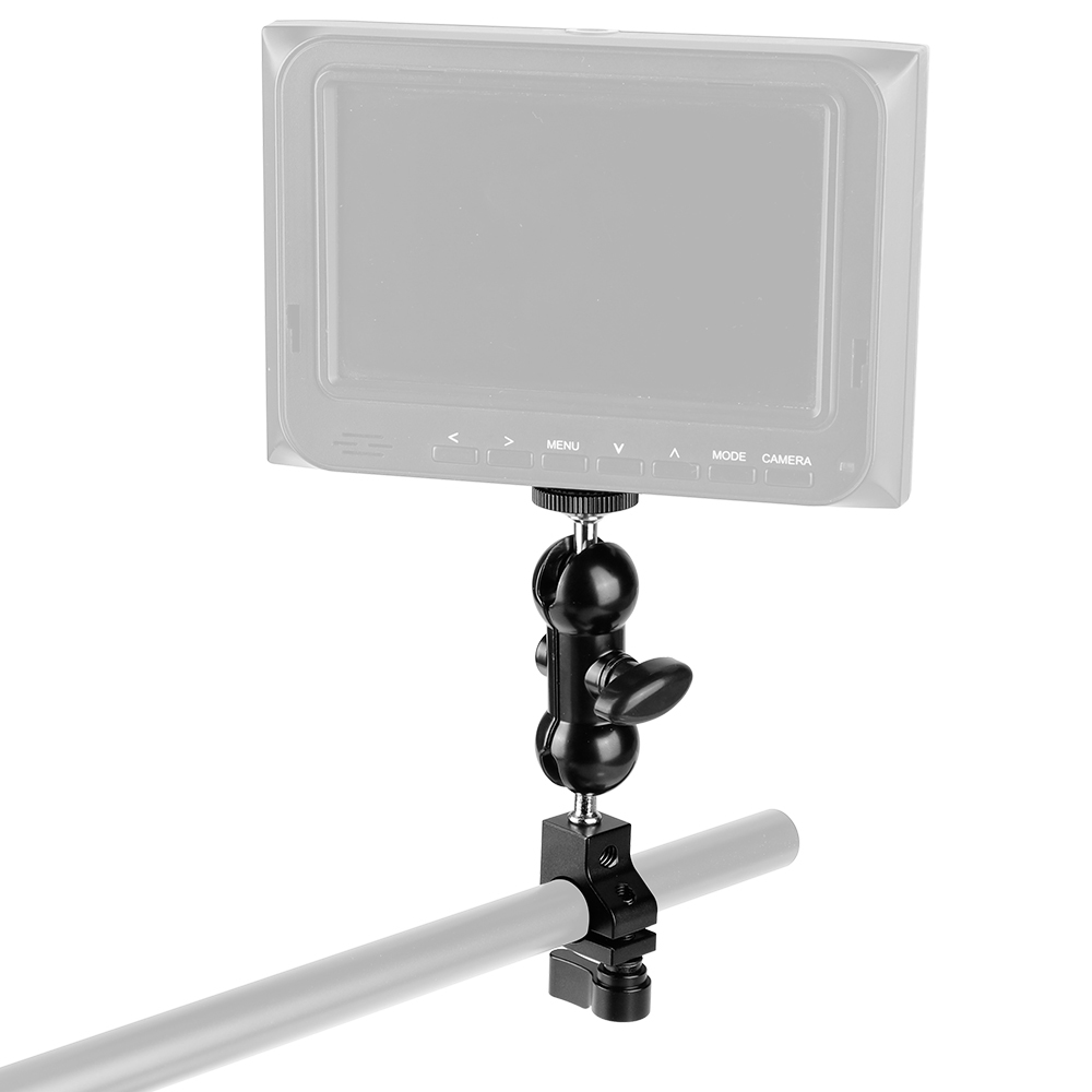 CAMVATE 15mm Rod Clamp & Mini Ball Head With Double-ended 1/4"-20 Screw Adapter For Camera Monitor