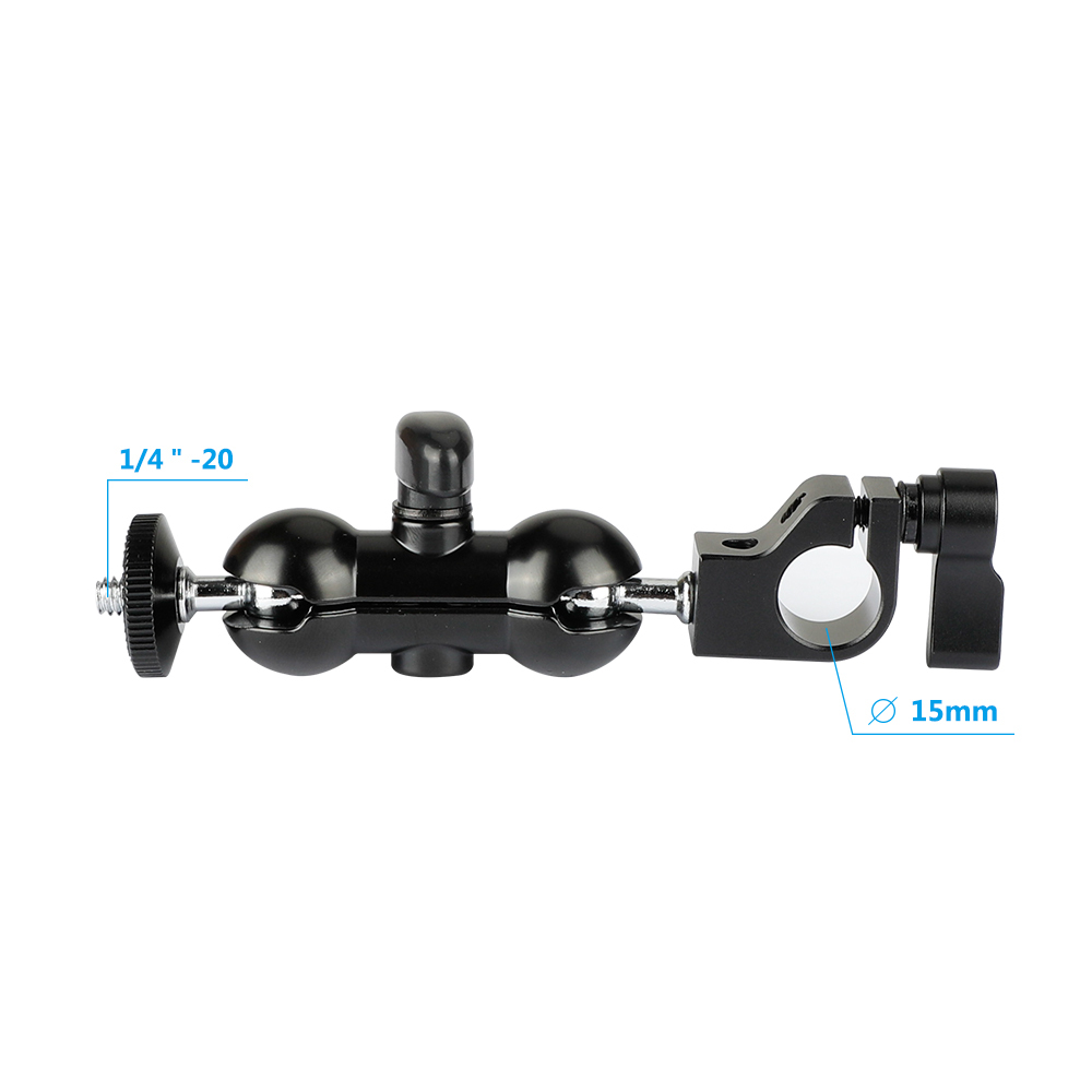 CAMVATE 15mm Rod Clamp & Mini Ball Head With Double-ended 1/4"-20 Screw Adapter For Camera Monitor