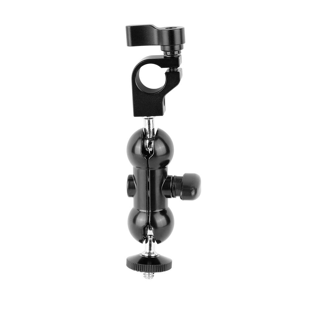 CAMVATE 15mm Rod Clamp & Mini Ball Head With Double-ended 1/4"-20 Screw Adapter For Camera Monitor