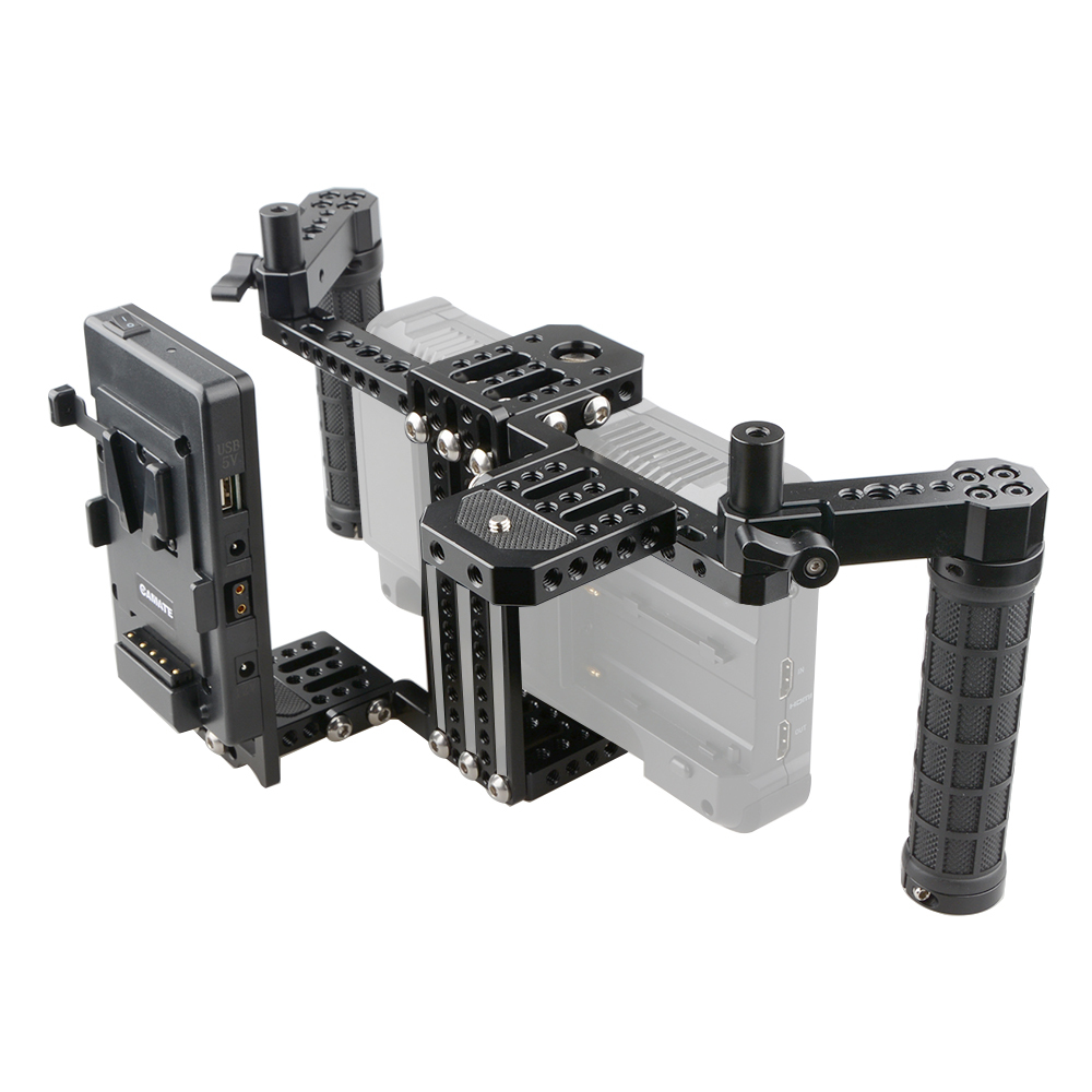 CAMVATE 7" Director's Monitor Cage Rig With V Lock Power Supply Splitter & Dual Handgrip