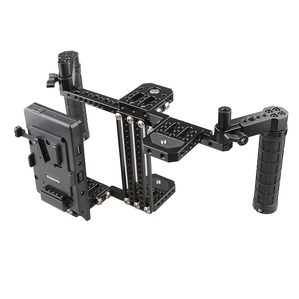 CAMVATE 7" Director's Monitor Cage Rig With V Lock Power Supply Splitter & Dual Handgrip
