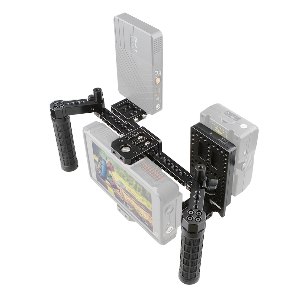 CAMVATE 7" Director's Monitor Cage Rig With V Lock Power Supply Splitter & Dual Handgrip