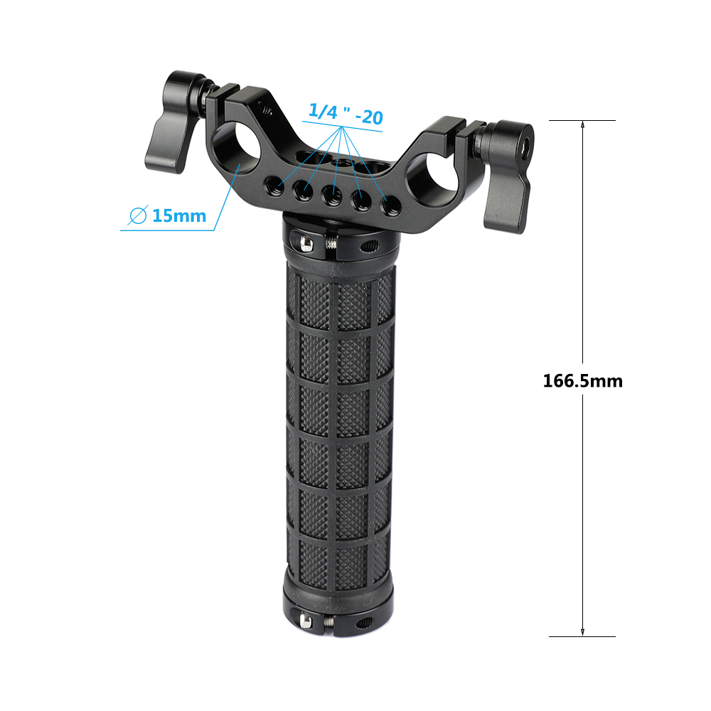 CAMVATE Rubber Hand Grip With Dual Rod Clamp For Handheld Camera Stabilizer