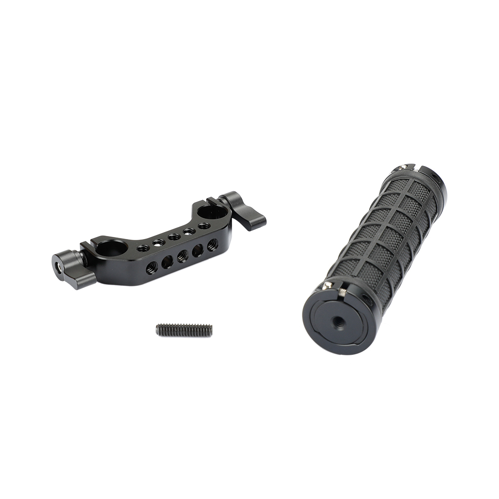 CAMVATE Rubber Hand Grip With Dual Rod Clamp For Handheld Camera Stabilizer