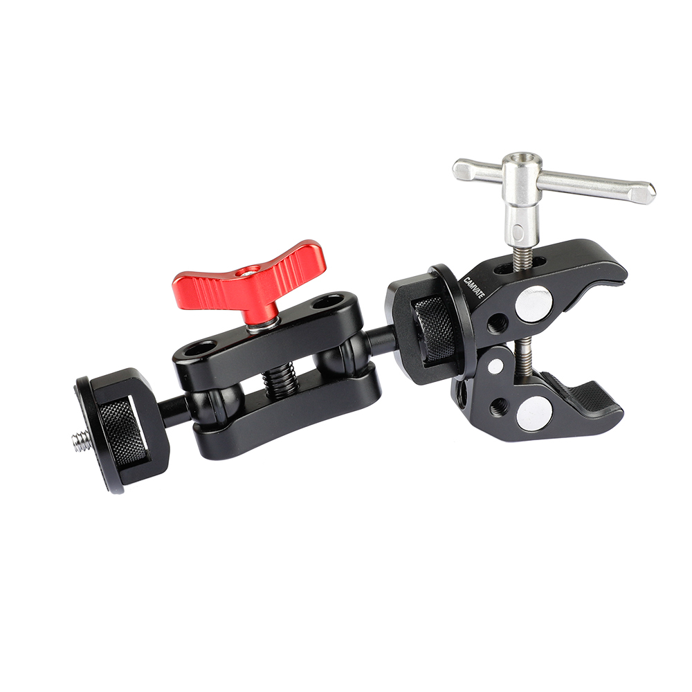 CAMVATE Super Clamp With Ball Head Extension Arm Double-ended 1/4"-20 Screw Adapter