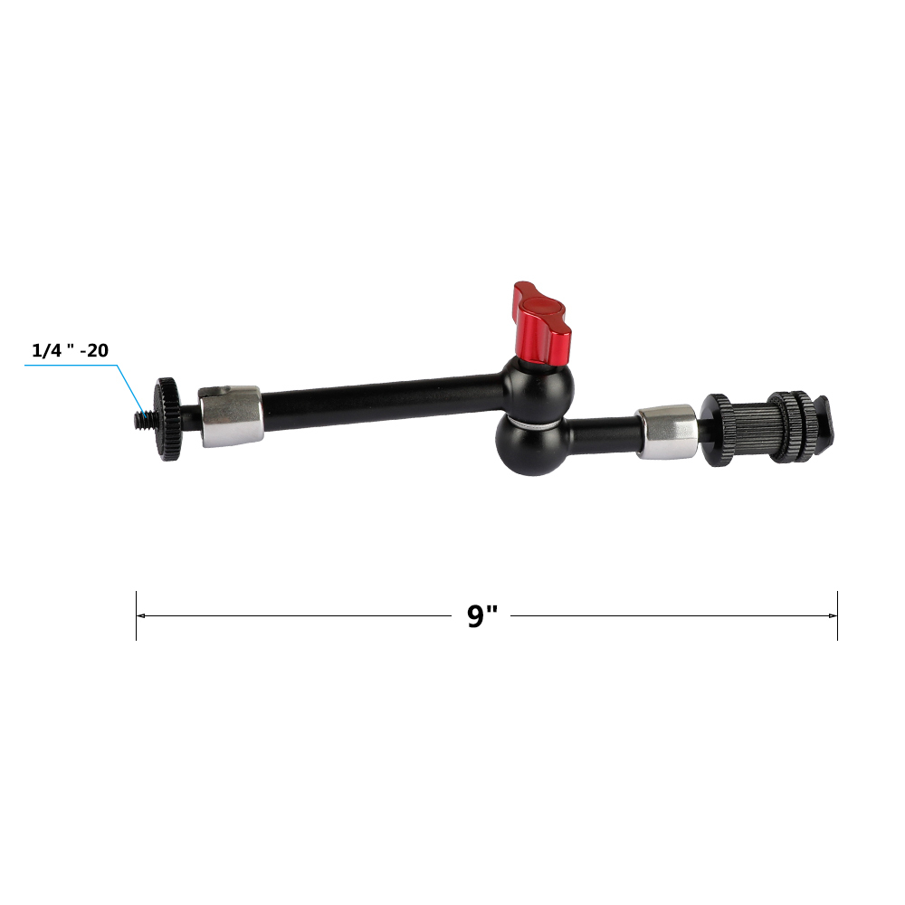 CAMVATE Versatile 9" Articulating Magic Arm & Shoe Mount (Red Knob)
