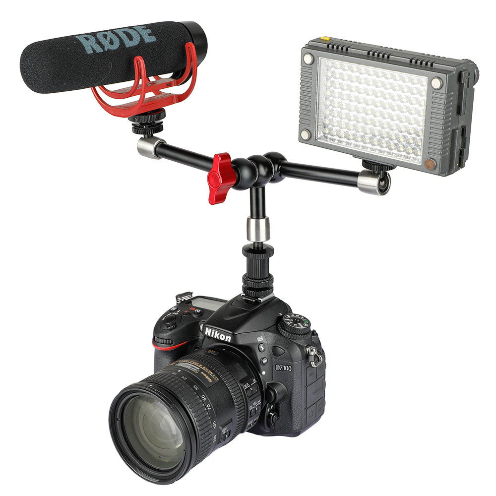 CAMVATE Multi-purpose 11" Articulating Magic Arm With Three Arms And Shoe Mount