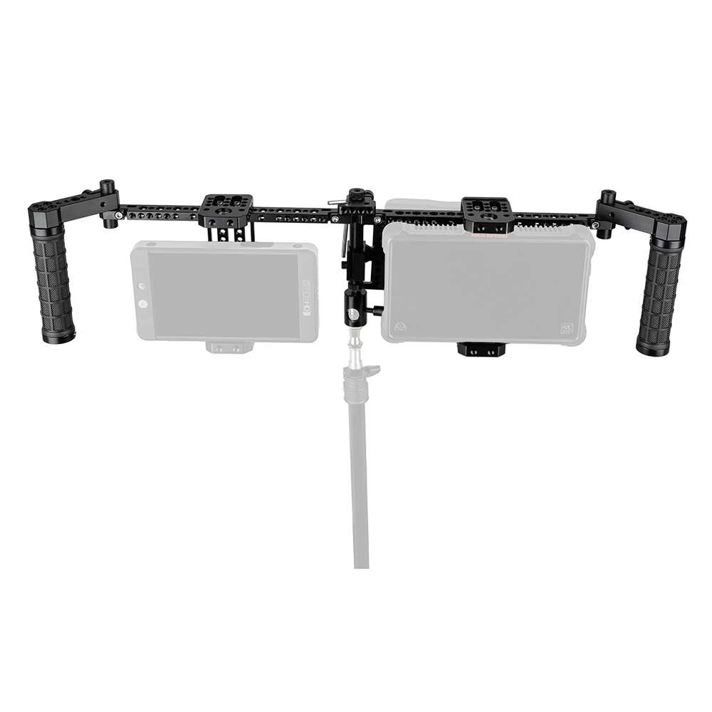 CAMVATE 7" Dual Director's Monitor Cage Rig With Rubber Grips & Power Supply Splitter