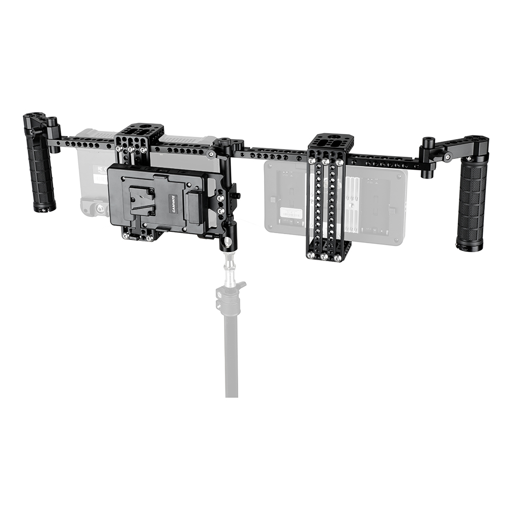 CAMVATE 7" Dual Director's Monitor Cage Rig With Rubber Grips & Power Supply Splitter