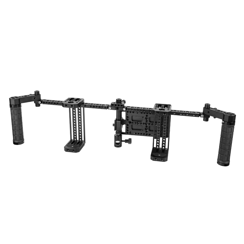 CAMVATE 7" Dual Director's Monitor Cage Rig With Rubber Grips & Power Supply Splitter