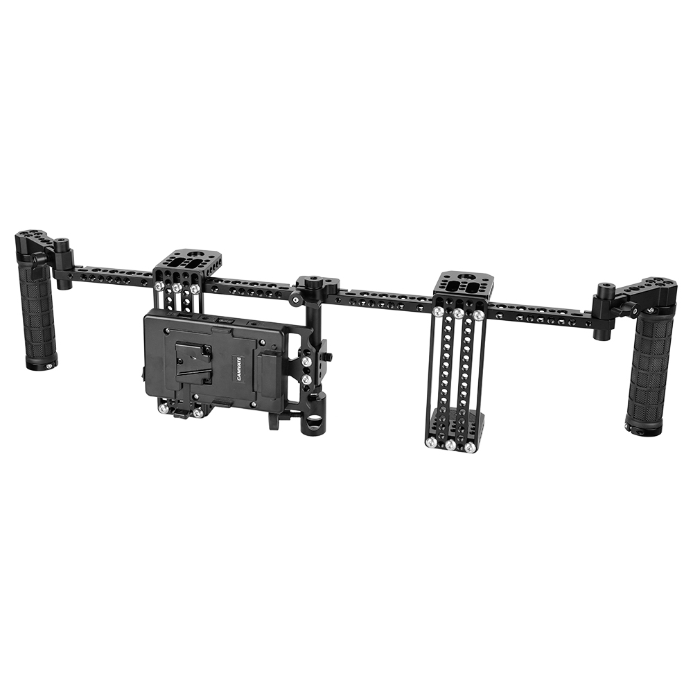 CAMVATE 7" Dual Director's Monitor Cage Rig With Rubber Grips & Power Supply Splitter