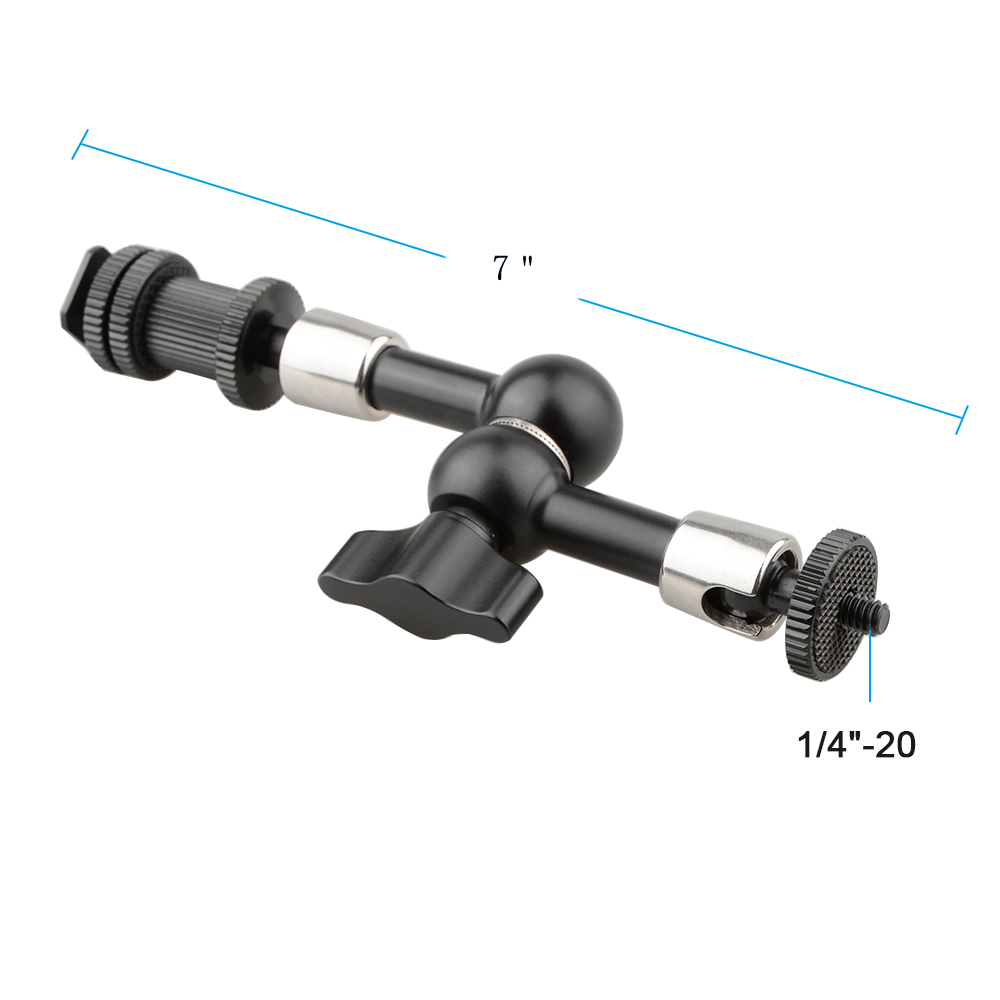 CAMVATE 7" & 11" Articulating Magic Arms With Shoe Mount (Black Knob)
