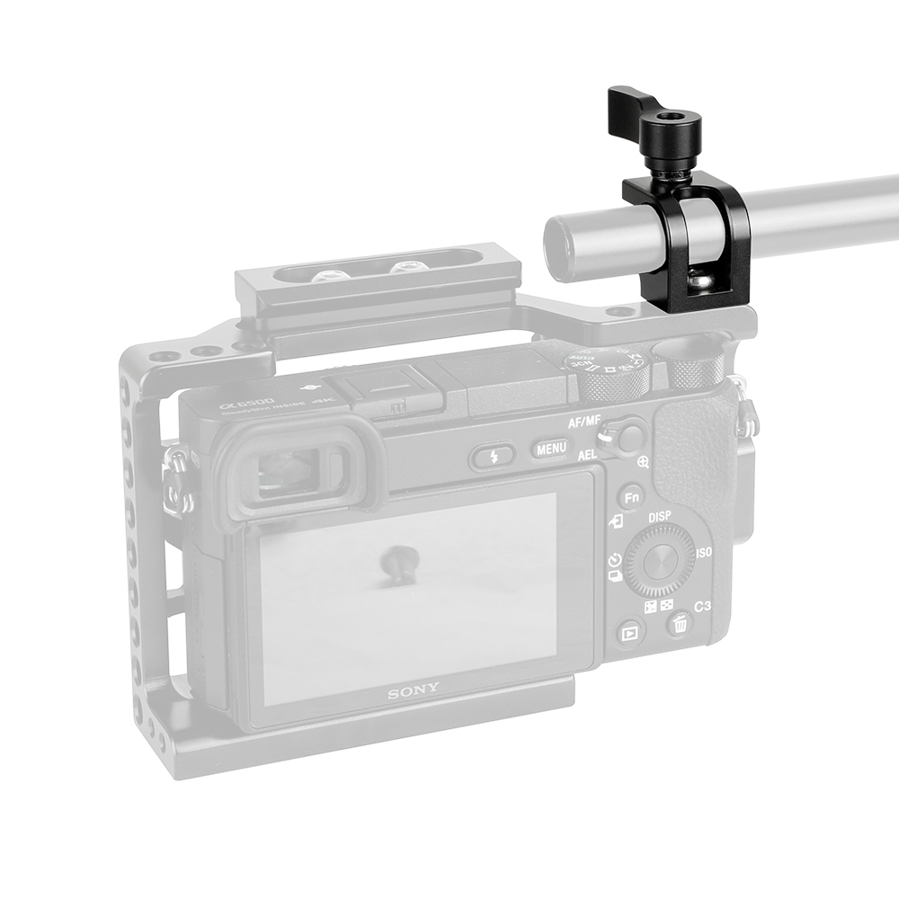 CAMVATE Universal 15mm Single Rod Clamp For Camera Cage (Black Knob)
