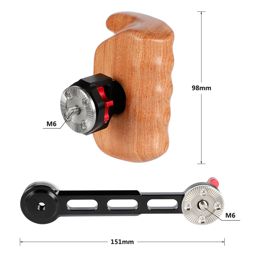 CAMVATE Wooden Handle (Left) with Nato Rail Rosette Extension Arm