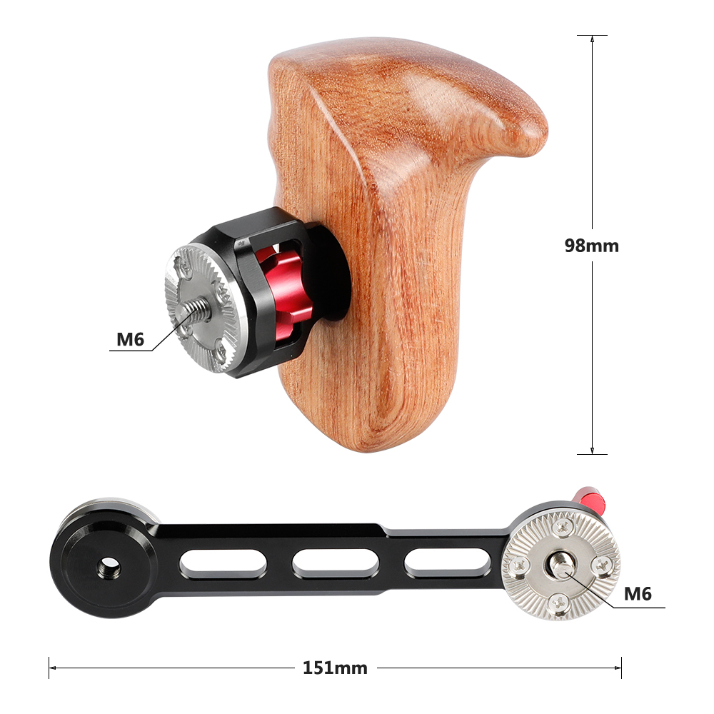 CAMVATE Wooden Handle (Left&Right) with Nato Rail Rosette Extension Arm